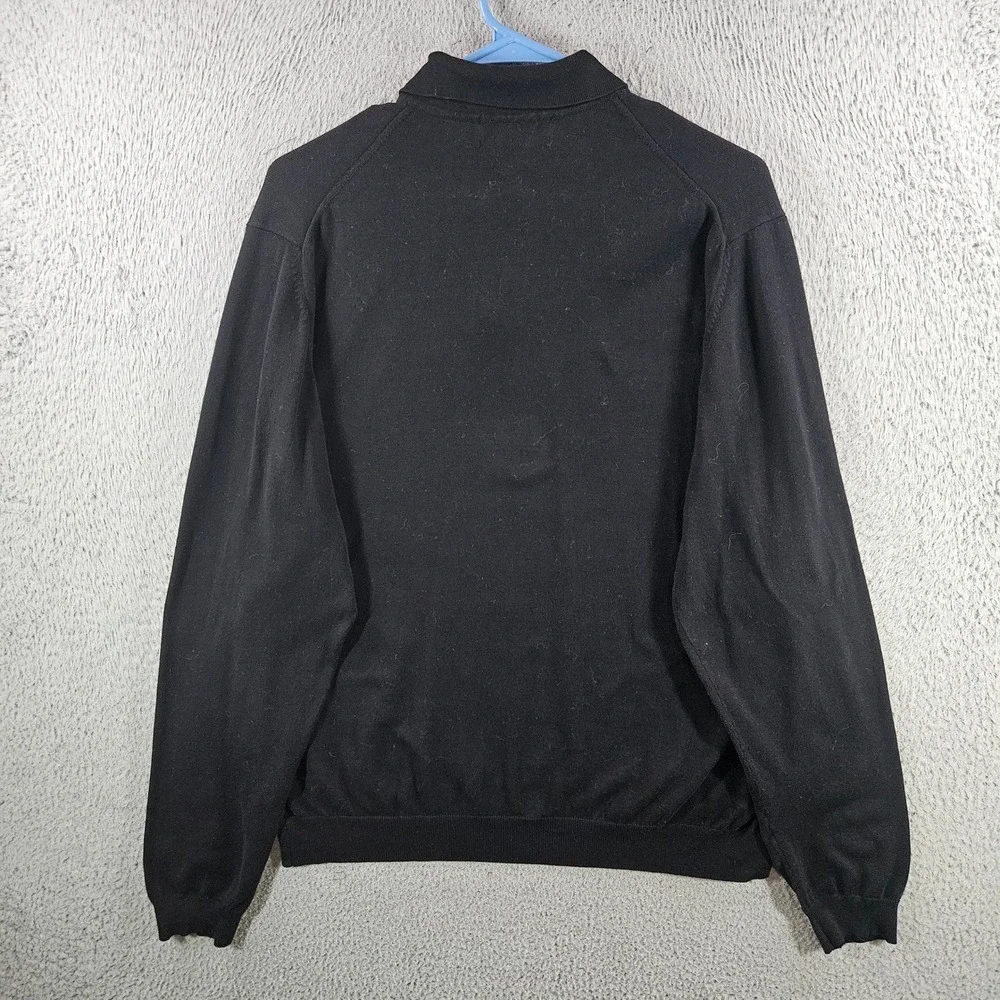 Brooks Brothers Stretch Mens Large Black‎ Long Sleeve Polo Sweater Cotton Blend